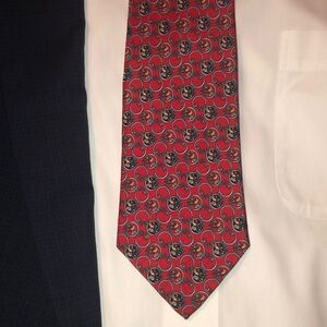 BROOKS Basics Red Christmas Bells Silk Tie